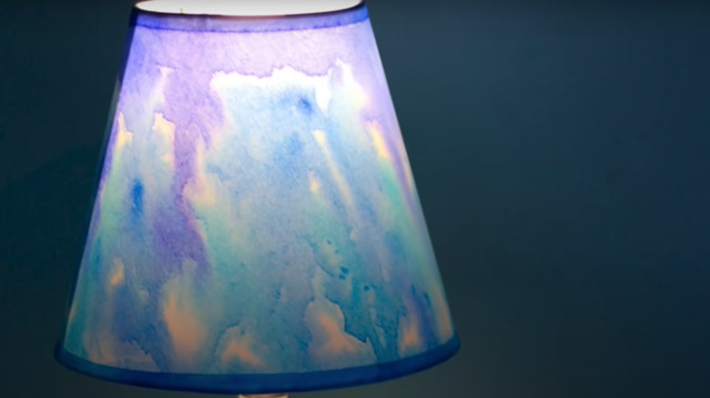 watercolors painted on small lampshade