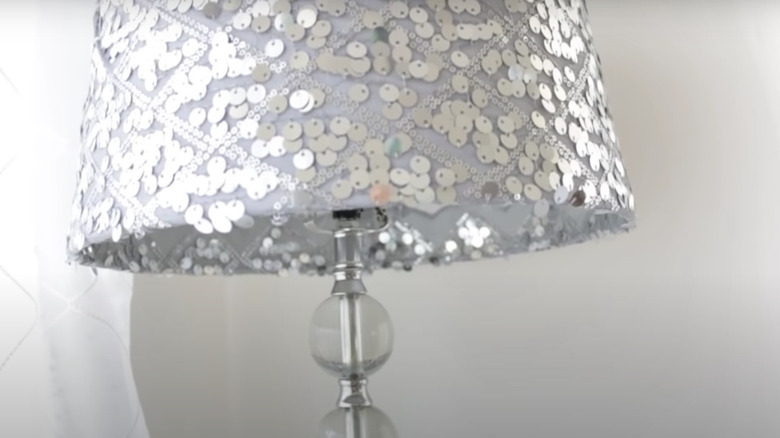 silver sequin fabric on lampshade