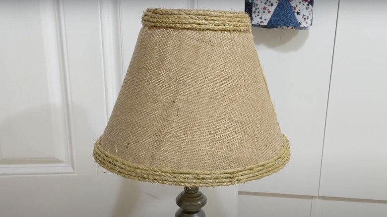 burlap lampshade wrapped in rope