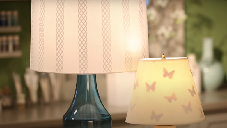 cardstock cutouts glued inside lampshade