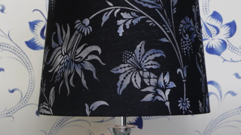 floral stencil painted on lampshade