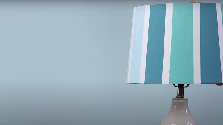 blue striped lampshade