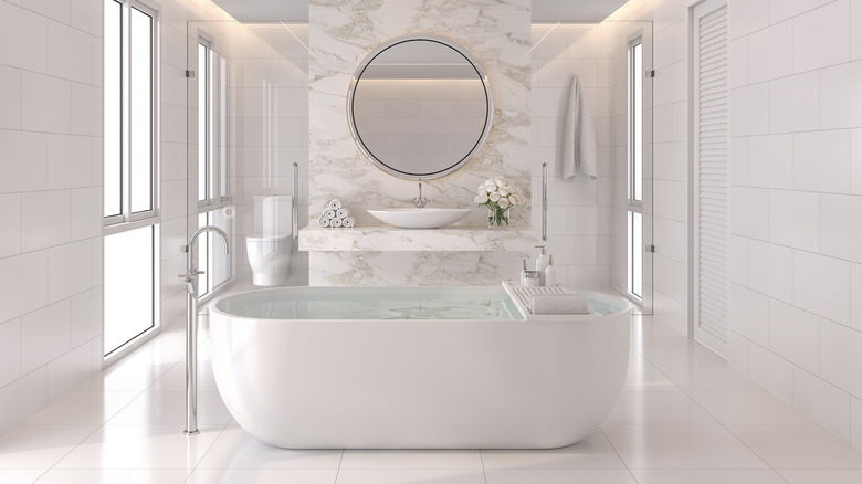 marble center in bathroom