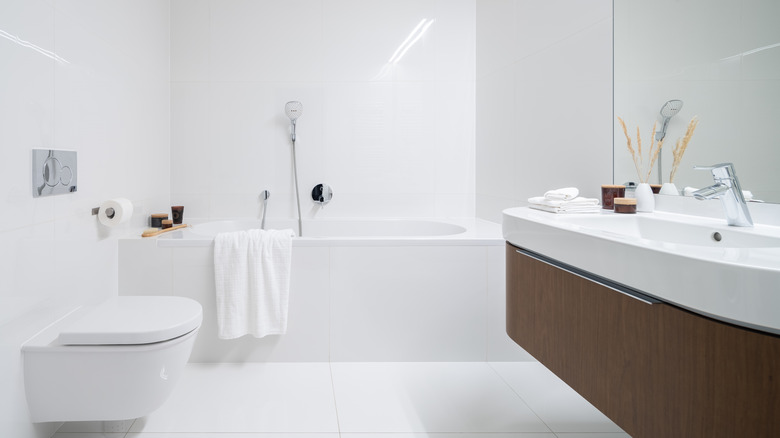 white walls in bathroom design