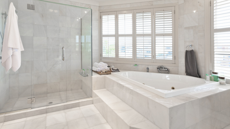 white tiles in bathroom