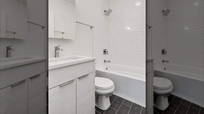 dark gray flooring in bathroom