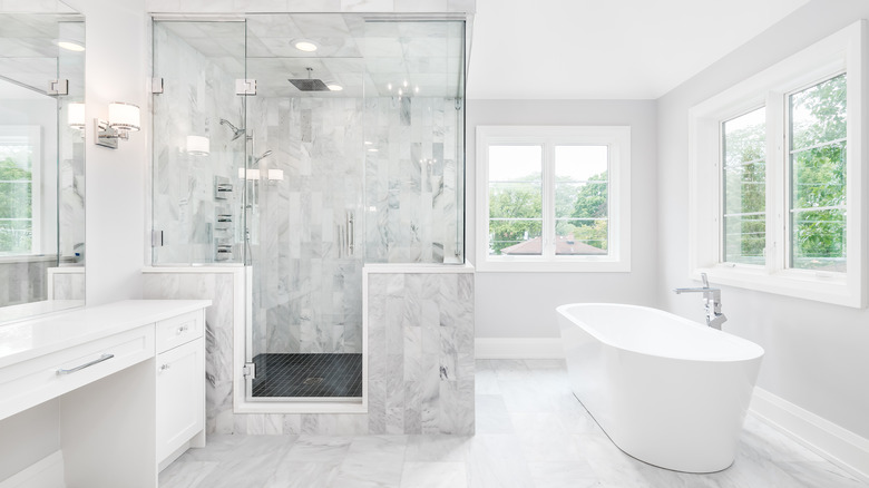 white and gray large shower