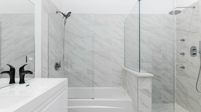Marble shower and tub walls