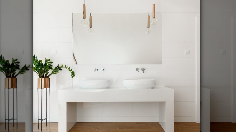 white vanity with clean lines