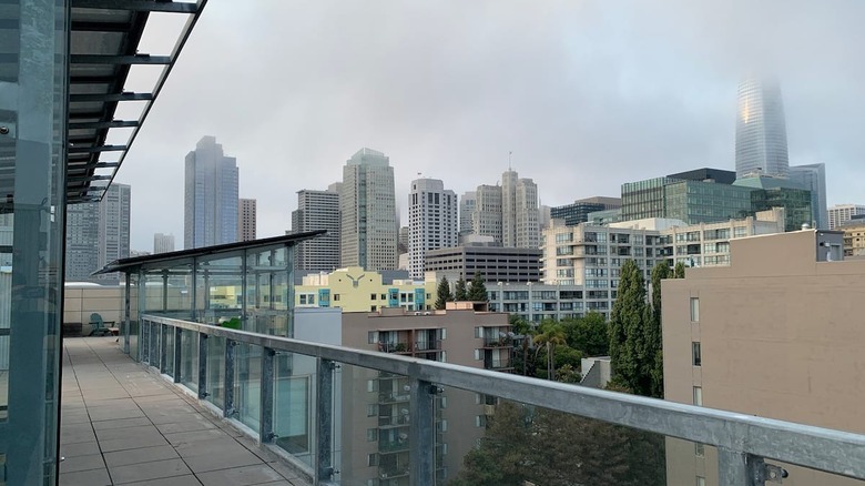 balcony with a city view