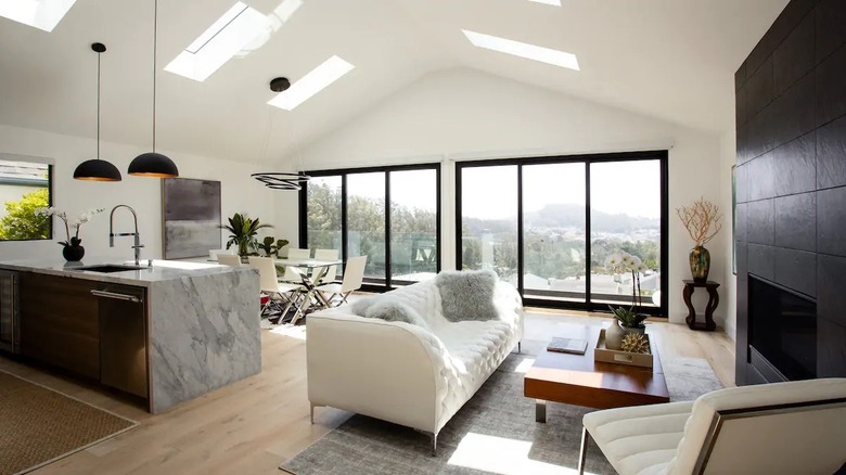 large windows in contemporary home
