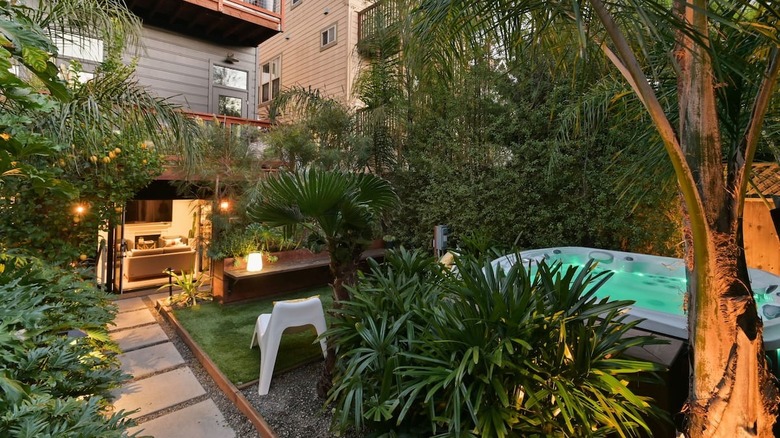 backyard with a hottub