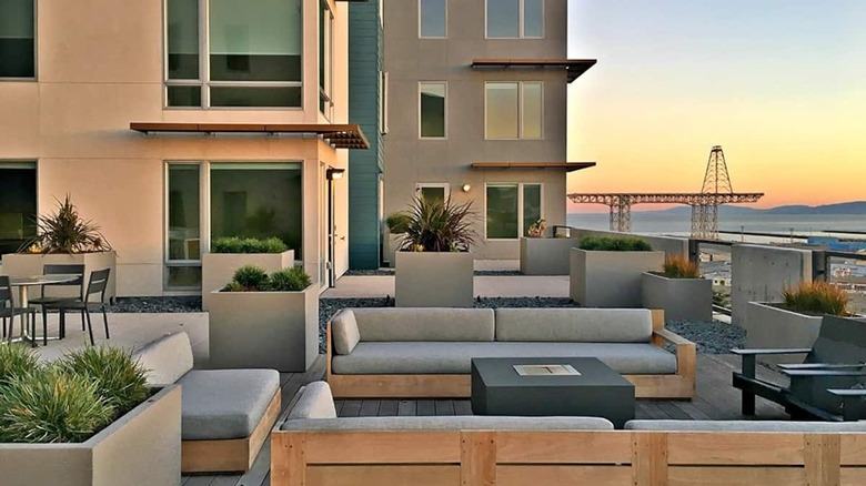 outdoor patio in the sunset