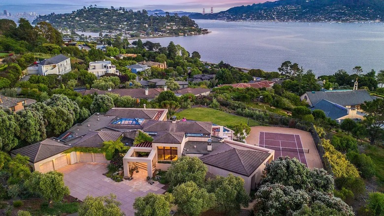 large home overlooking the water