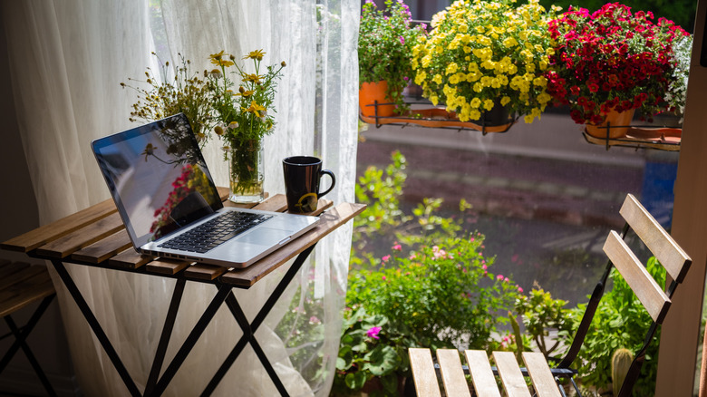 balcony with plants