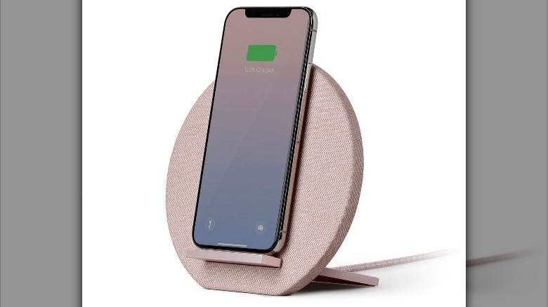 phone on rose gold charger