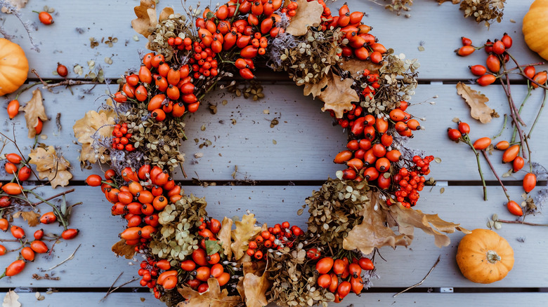 Berries and dried flower wreath