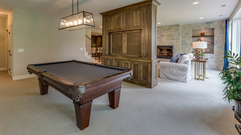 a large basement living space