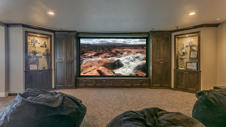 basement with entertainment centers