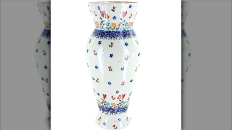 White vase with handpainted flowers