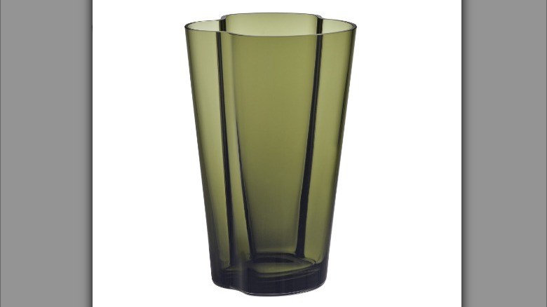 Green curvy glass vase