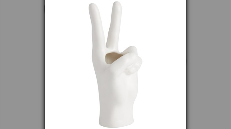 White peace sign flower vase