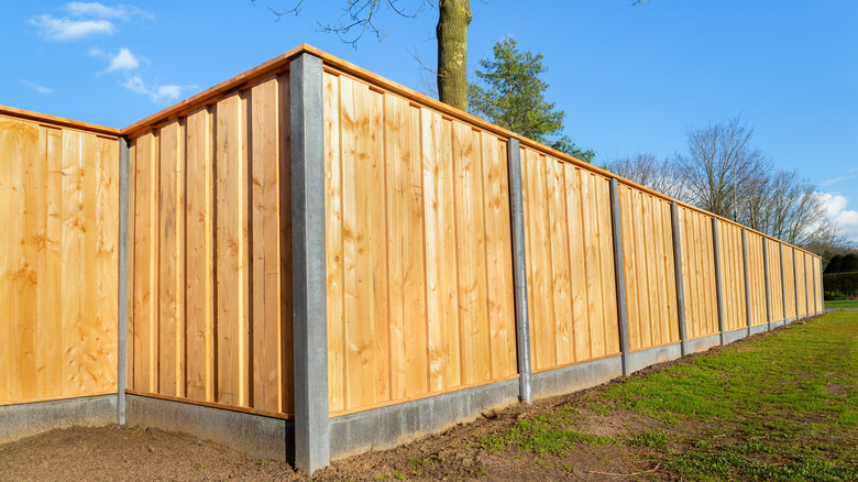 pine wood fence with metal additions