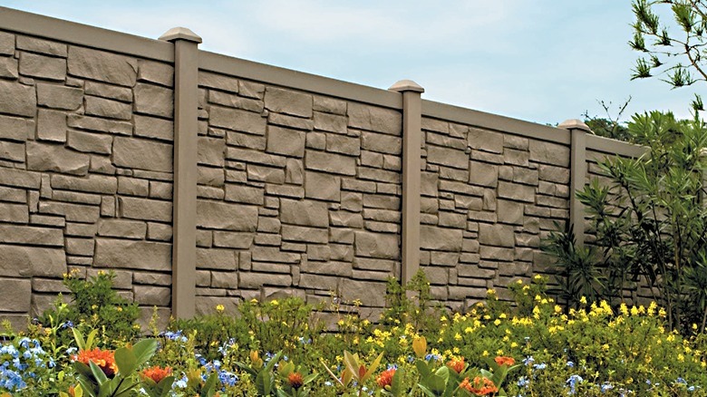 Faux stone fence in light brown