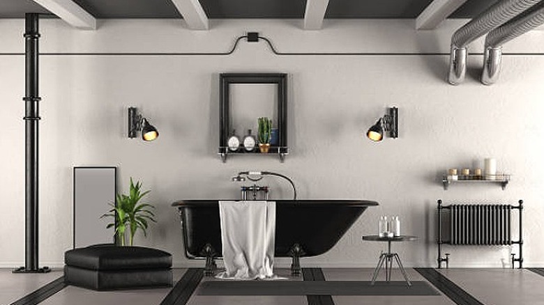 Sleek bathroom with black features