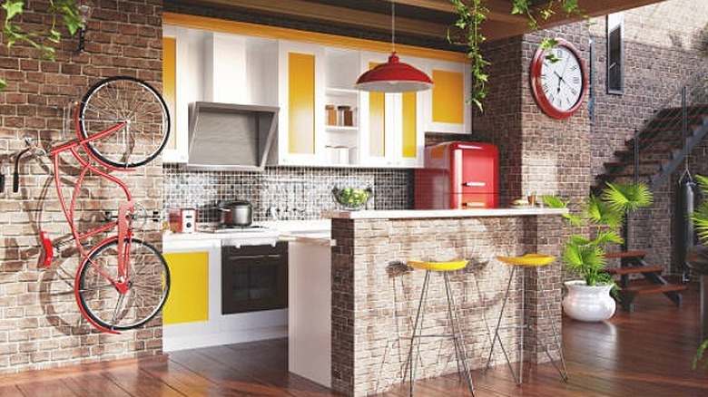 Colorful loft kitchen 