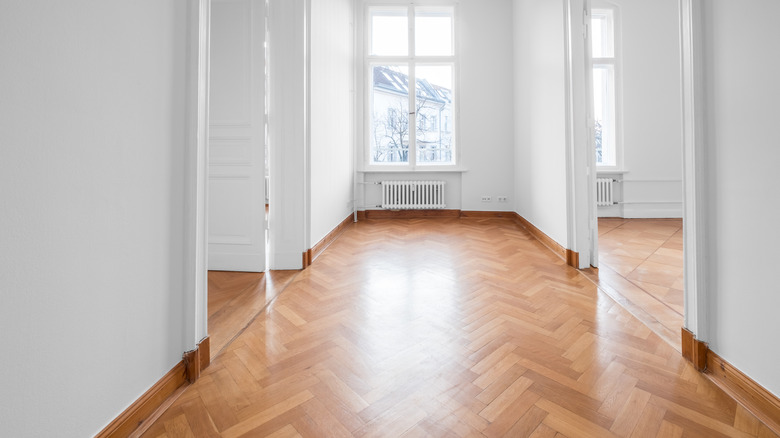 Herringbone floor in hallway