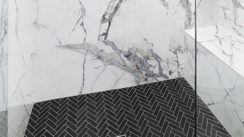 Black herringbone mosaic