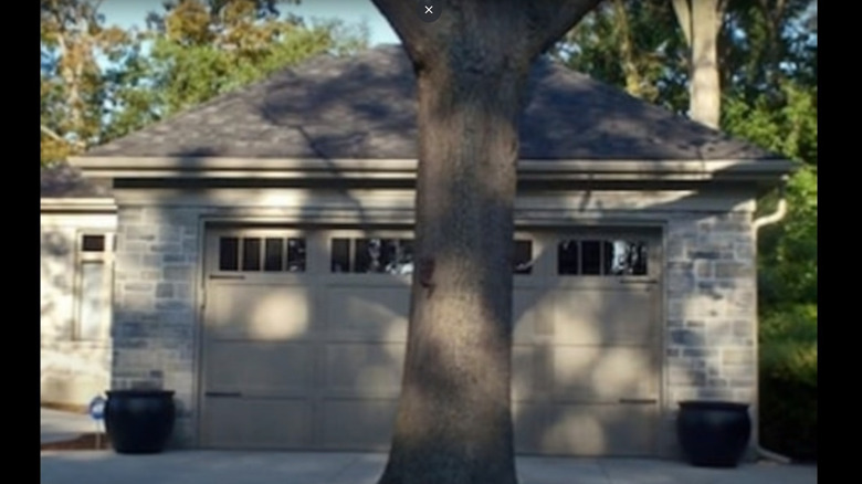 tree in front of garage