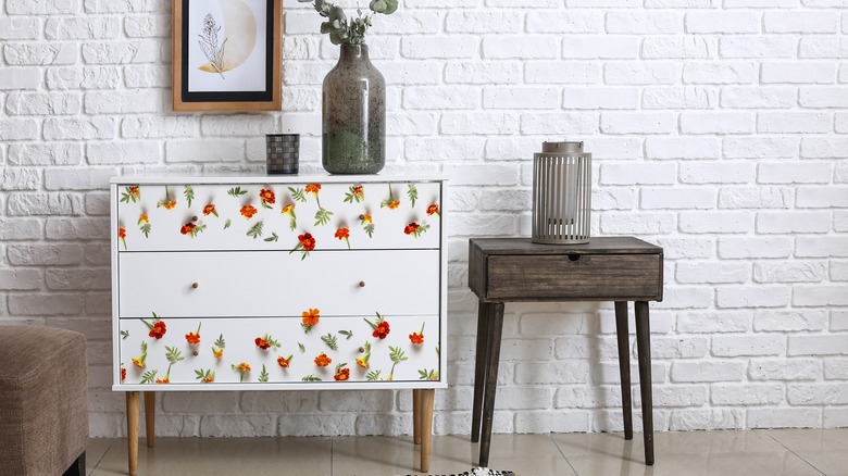 dresser with floral accents