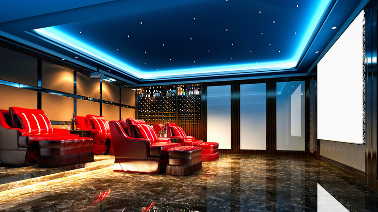 home theater with starry celling