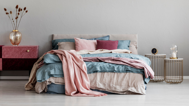 Pink and blue bedroom