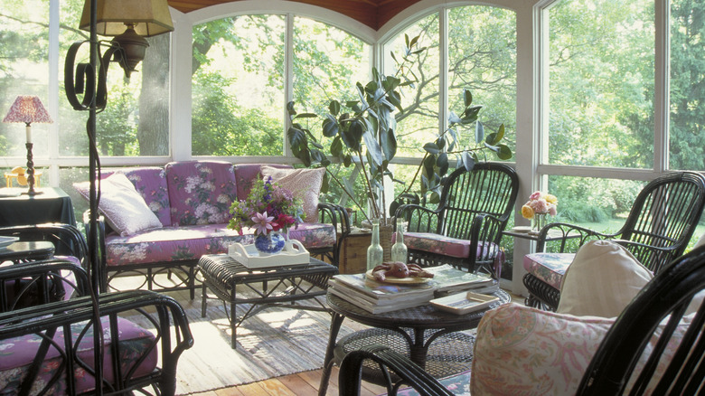 Floral sunroom décor