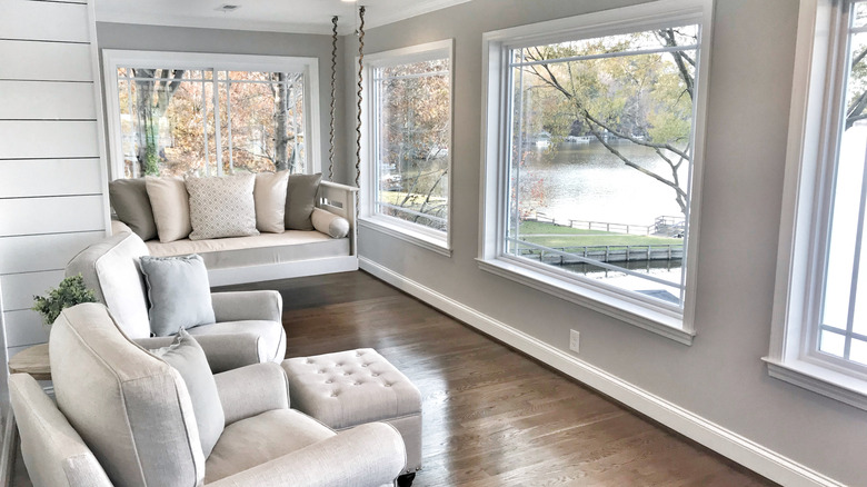 White and gray sunroom