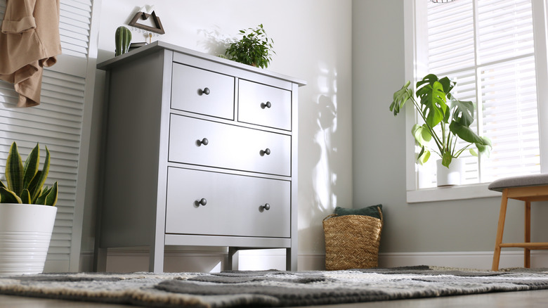 small gray chest of drawers