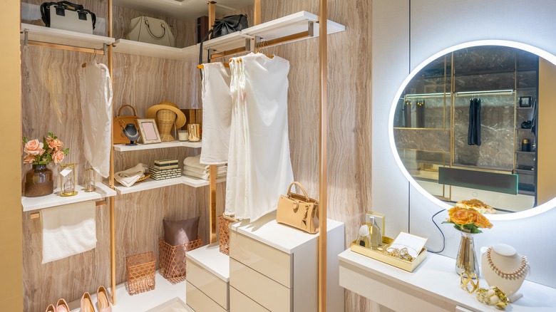 closet with lighted mirror