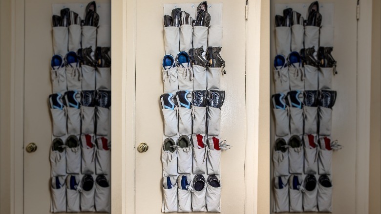 shoe organizer inside a door