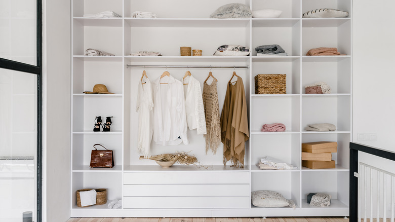 white shelves in closet