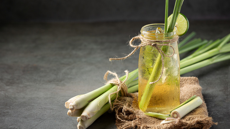 lemongrass stalks and beverage