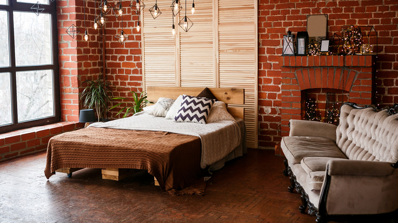 Vintage sofa in bedroom