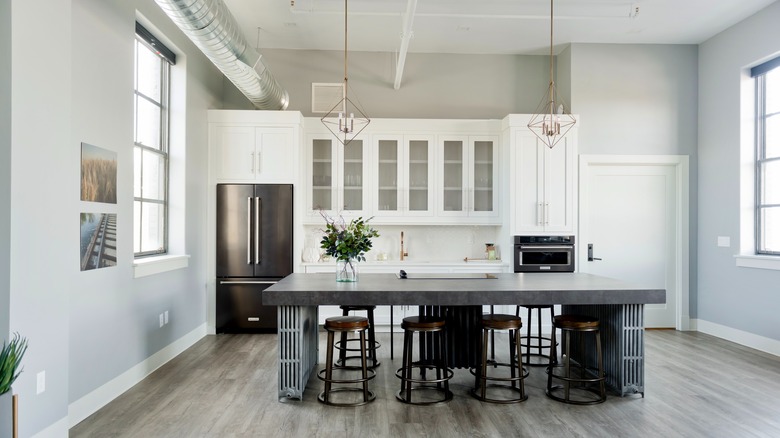 Industrial kitchen steel island