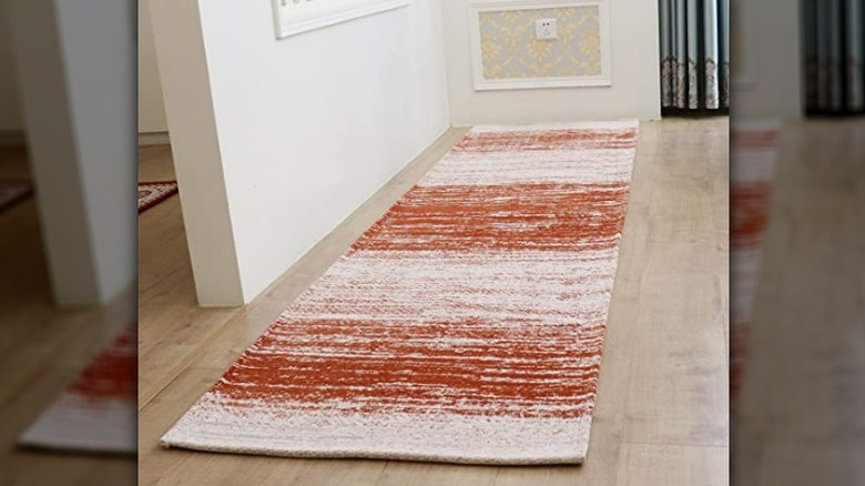 Red striped runner rug