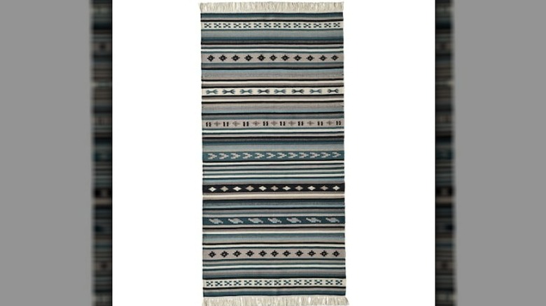 Blue striped rug runner