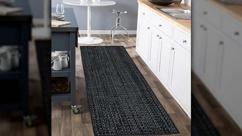 Black kitchen runner rug