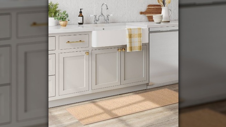 Neutral beige kitchen runner