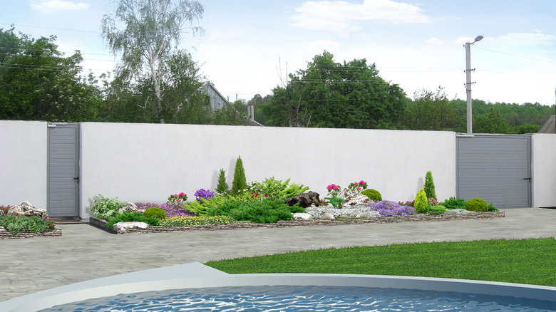 white wall backyard privacy